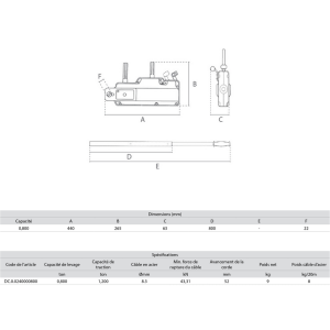 Tireur à câble avec boîtier en acier et câble acier 20 m – Image 2