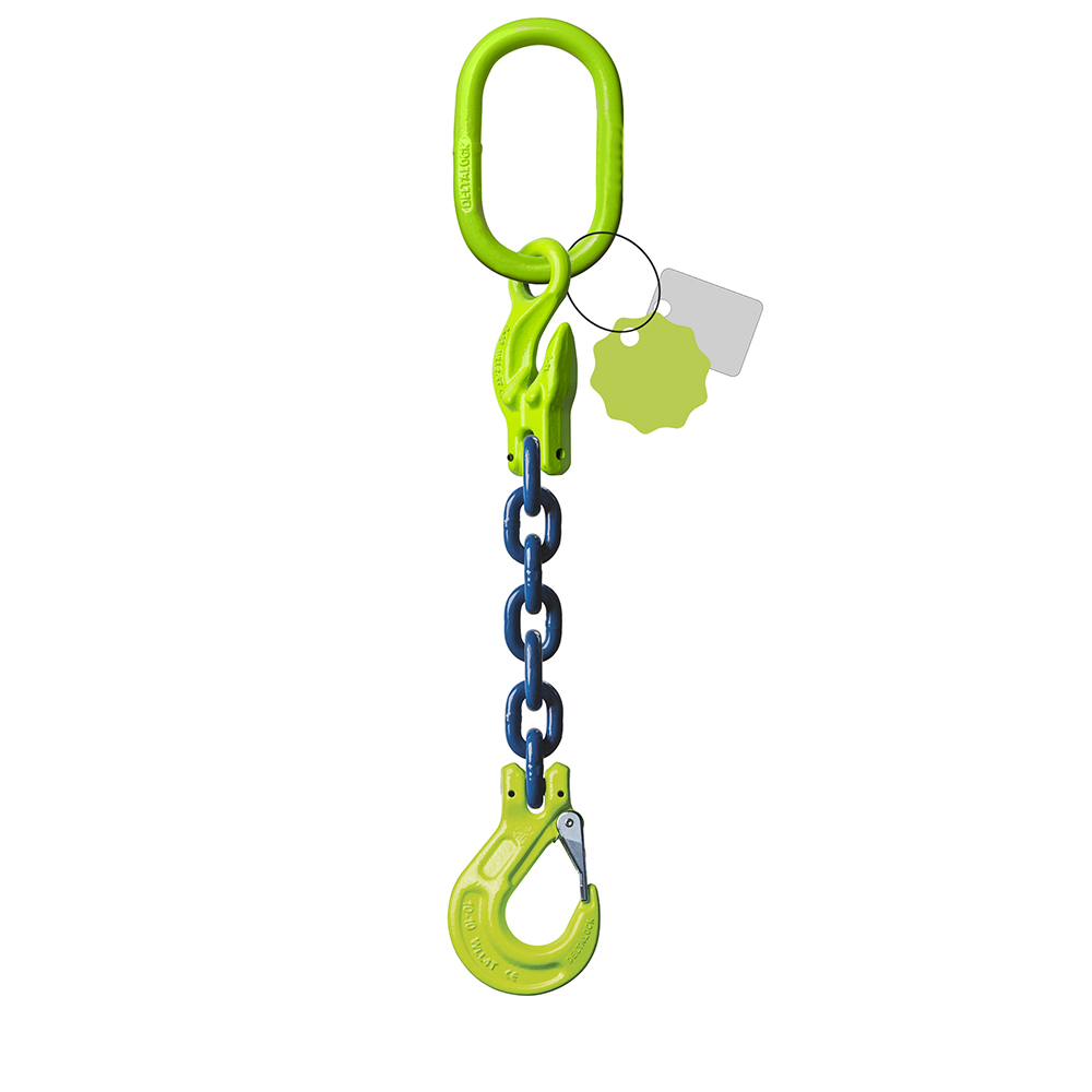Élingue chaîne 1 brin - Avec crochet à chape et crochet raccourcisseur - G100