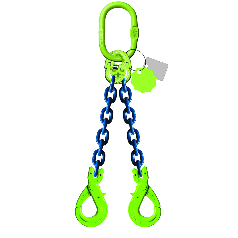 Élingue chaîne 2 brins - Avec crochet de sécurité à chape - G100
