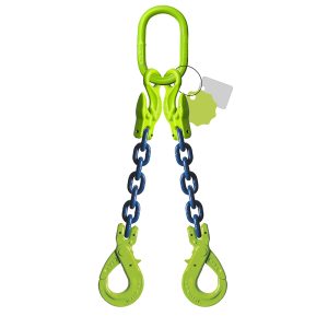 Élingue chaîne 2 brins - Avec crochet de sécurité à chape et crochet raccourcisseur - G100