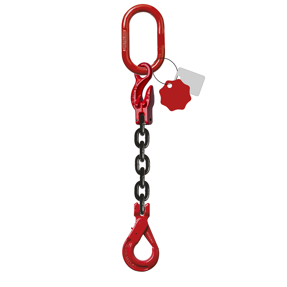 Élingue chaîne 1 brin - Avec crochet de sécurité à chape et crochet raccourcisseur - G80