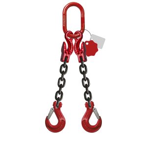 Élingue chaîne 2 brins - Avec crochet à chape et crochet raccoucisseur - G80