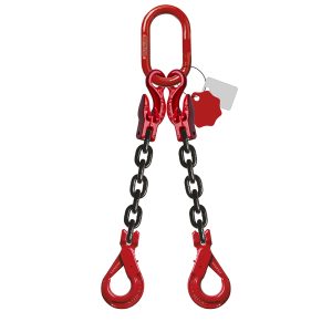 Élingue chaîne 2 brins - Avec crochet de sécurité à chape et crochet raccourcisseur - G80